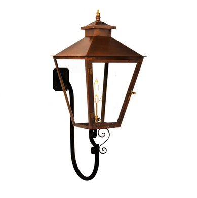 coppersmith gaslight, conception  street with s-scroll gooseneck wall mount