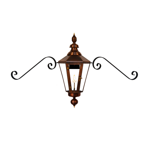eslava street copper gas light with classic moustache brackets