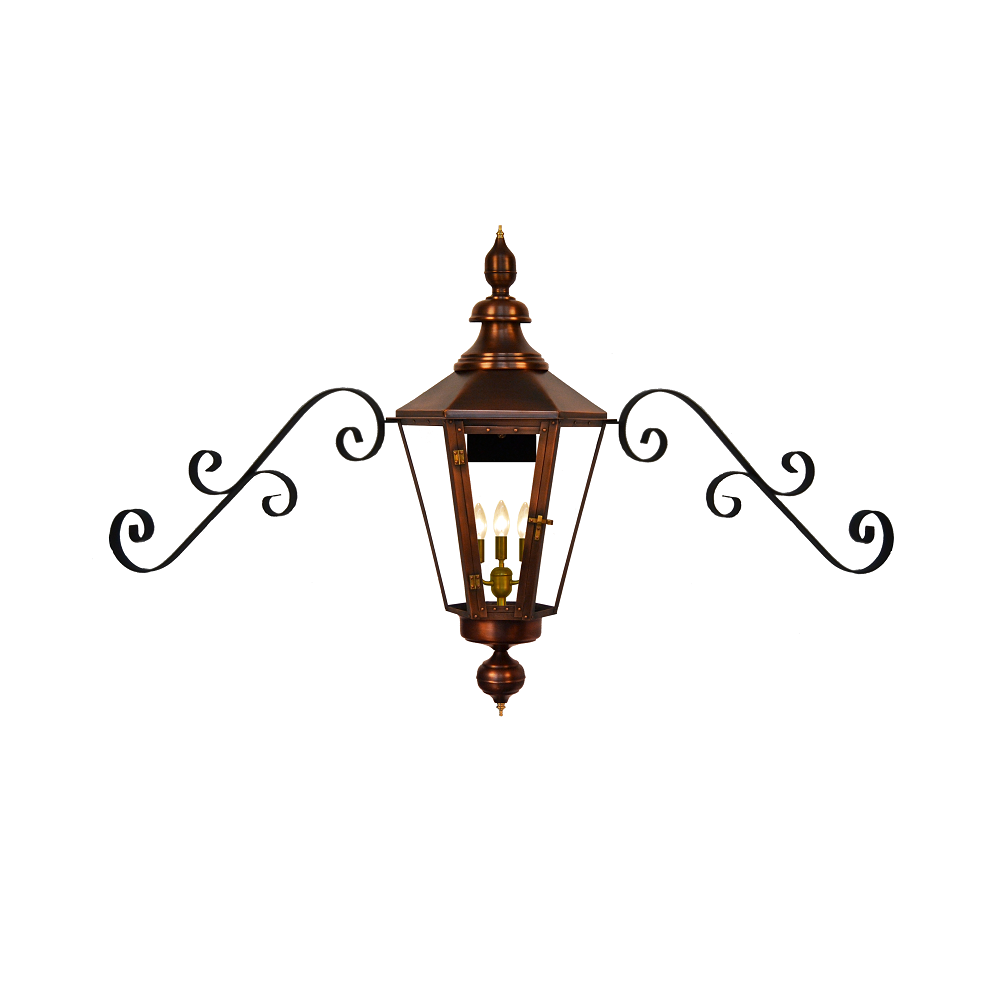 coppersmith eslava street gaslight with dual scroll moustache brackets