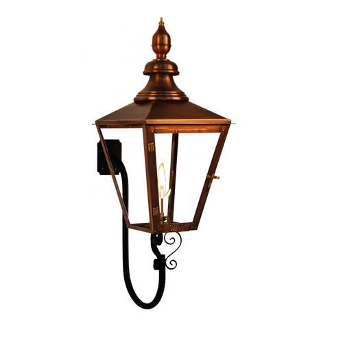 coppersmith franklin st. gaslight with s-scroll gooseneck mount