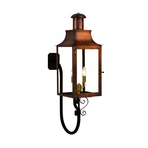 coppersmith somerset gaslight with s-scroll gooseneck wall mount
