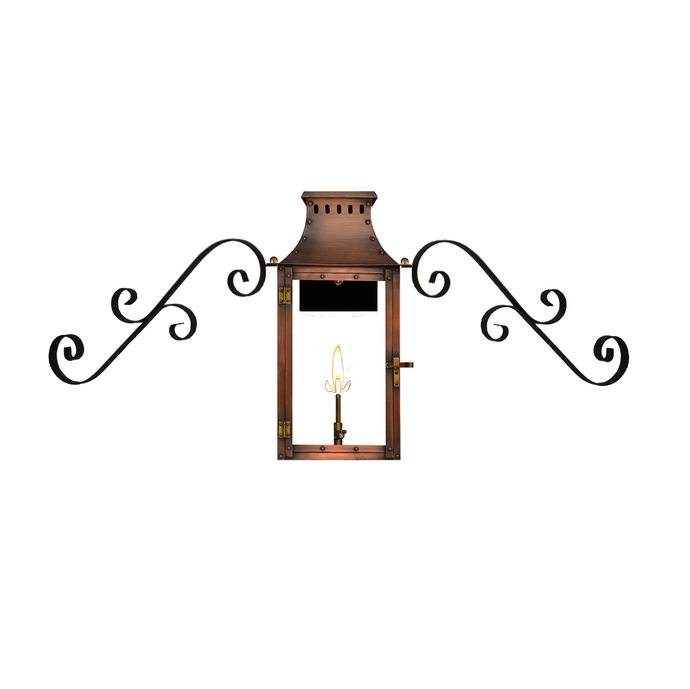 coppersmith market street gaslight with dual scroll moustache brackets