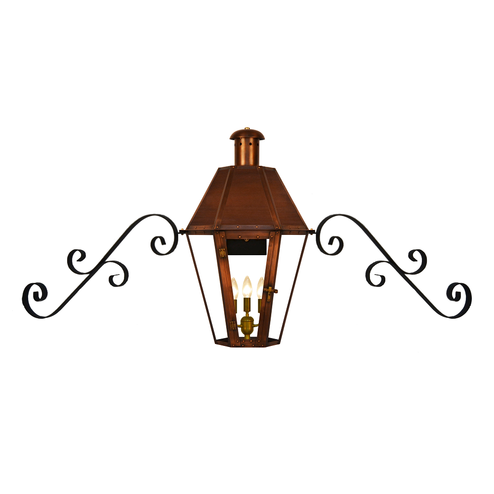 Coppersmith Mount Vernon Gaslight with Dual Scroll Moustache Brackets