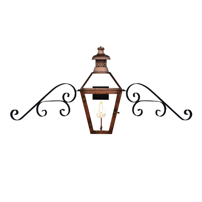Coppersmith Pebble Hill Gaslight with Fancy Moustache Brackets