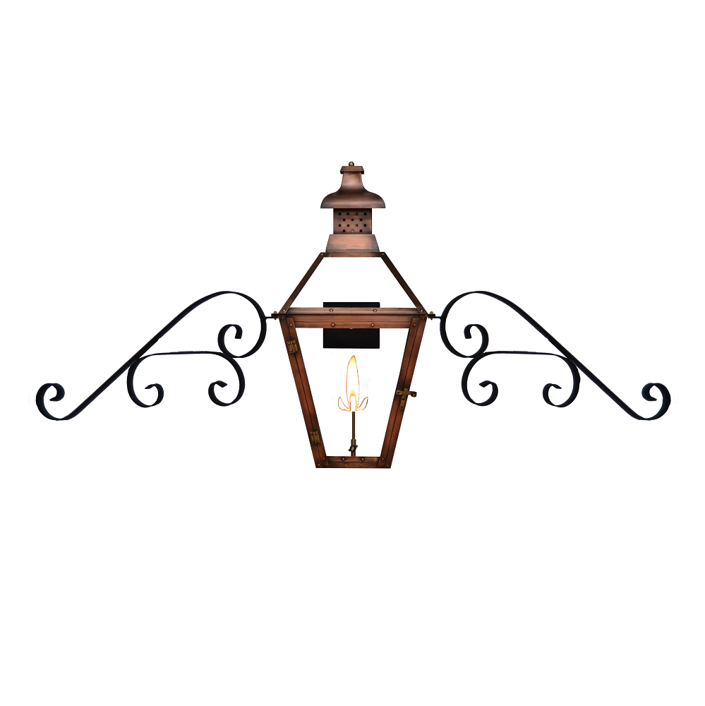 Coppersmith Pebble Hill Gaslight with Fancy Moustache Brackets