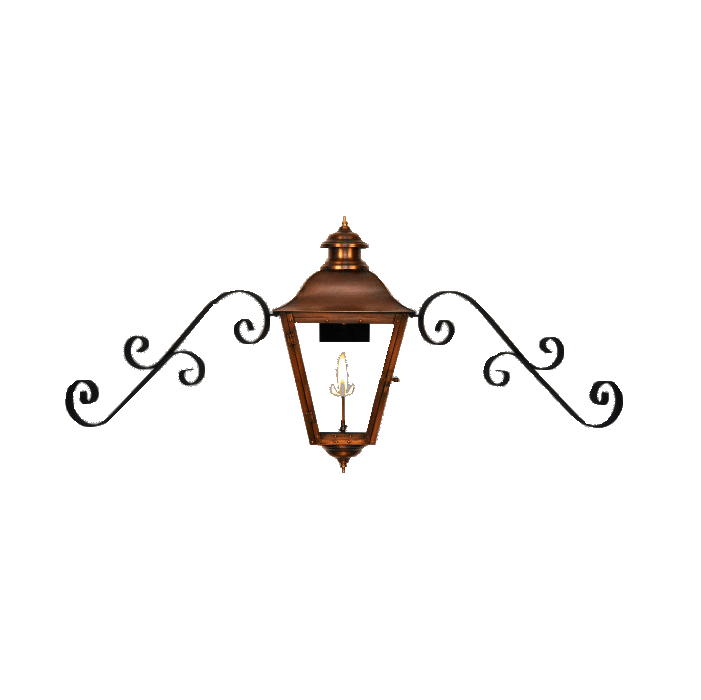 coppersmith state street gaslight with dual scroll moustache brackets